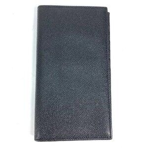 BVLGARI Long wallet logo Two fold Long Wallet Leather Black